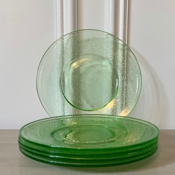 🌟VINTAGE🌟 Depression Era L.E. Smith Crackle By Cracky Salad Plates Set of 5 - Picture 3 of 5